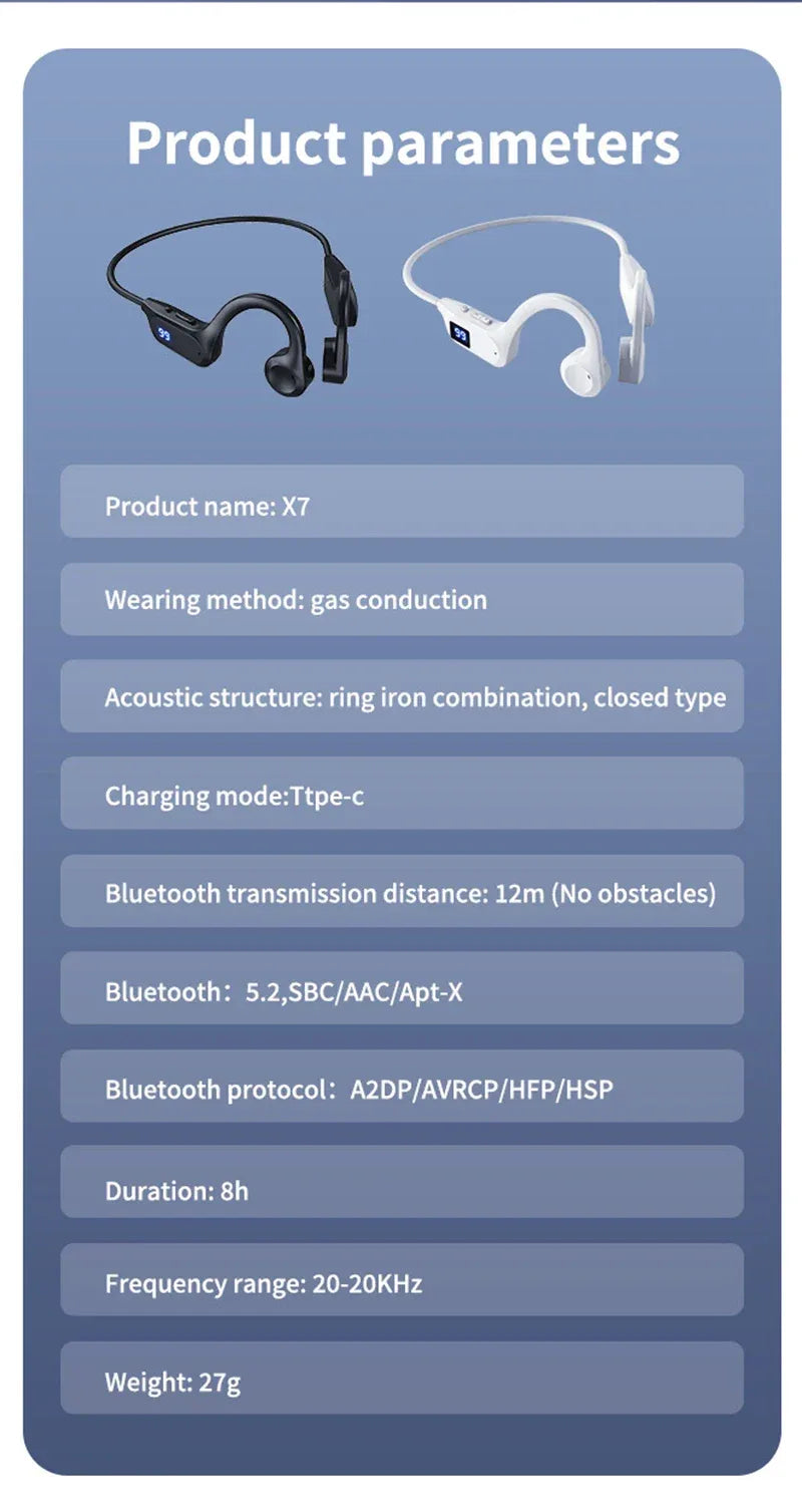 Hot X7 X8 Real Bone Conduction Sport Headphone Wireless Earphone Bluetooth-Compatible Headset Hands-free with Mic for Swimming