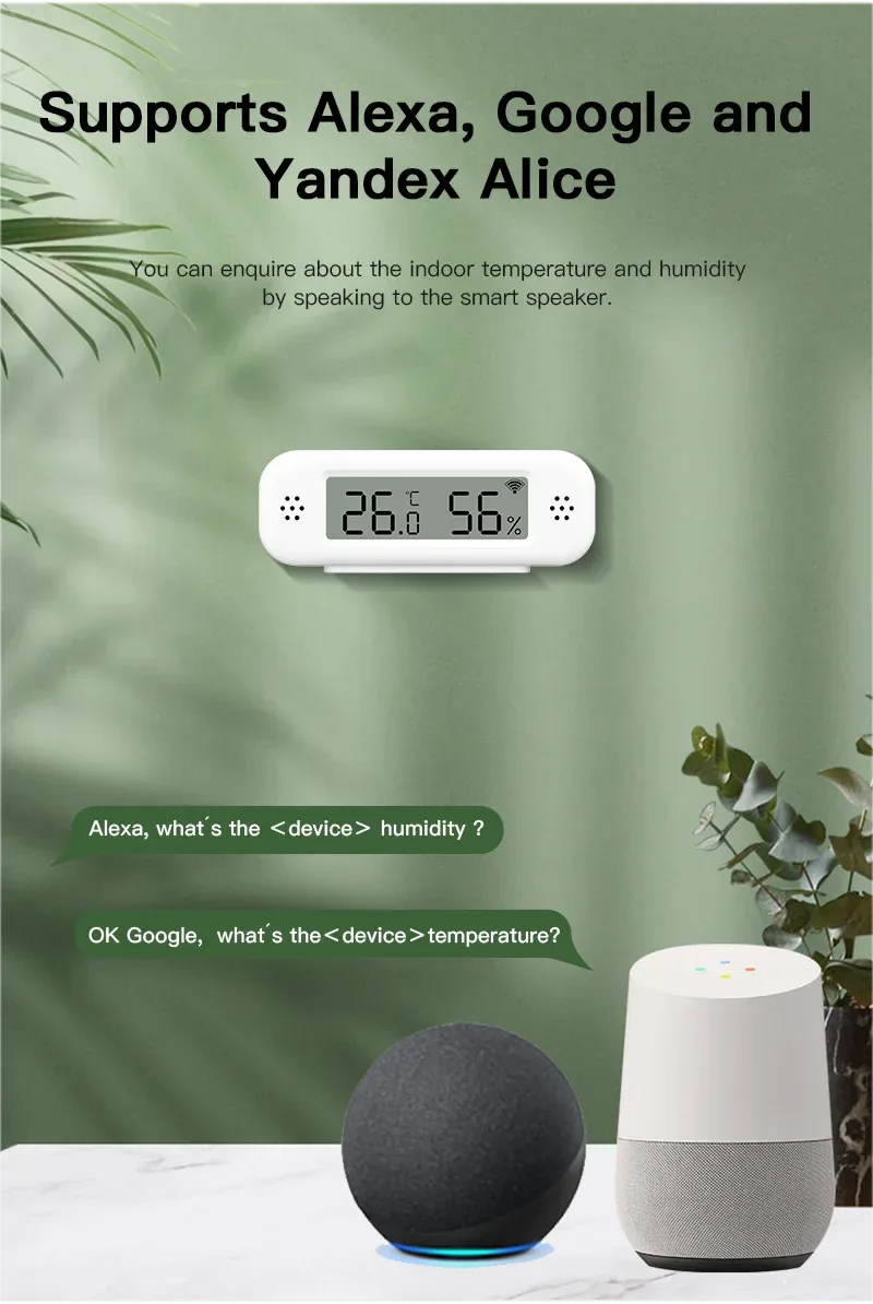 Tuya WiFi Zigbee 3.0 Temperature Humidity Sensor Hygrometer Thermometer App Remote Monitor Work With Yandex Alexa SmartLife