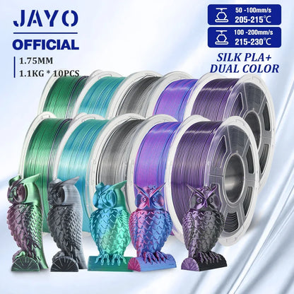 JAYO 10Rolls SILK PLA+ 3D Filament 1.75mm SILK PLA Rainbow  Filament for FDM 3D Printer SILK Dual & Triple 3D Printing Materials