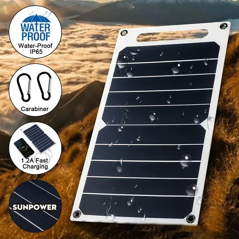 Solar Panel With USB Waterproof Outdoor Hiking And Camping Portable Battery Mobile Phone Charging Bank Charging Panel 6V