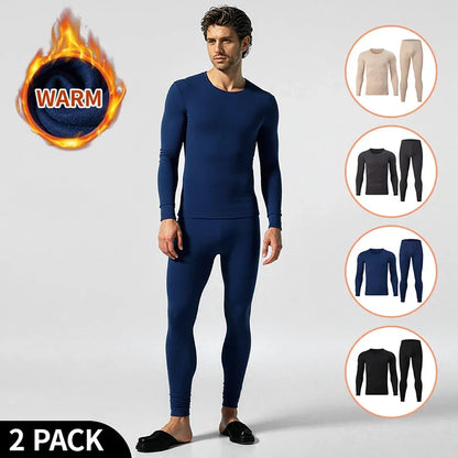 2-piece Autumn And Winter Men's Solid Color Simple and Versatile Round Neck Warm Underwear Set Comfortable Youth Home Clothes
