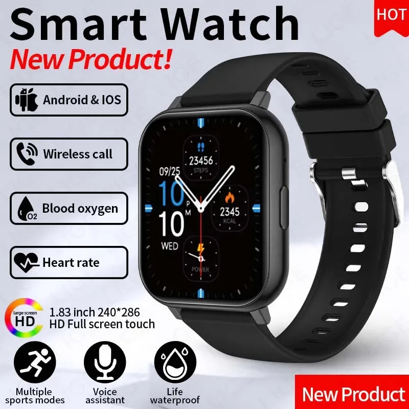 LIGE 2026 New Health Monitor 1.83" HD Screen Fitness SmartWatch Call Reminder Bluetooth Call Waterproof Smart watch Men Women