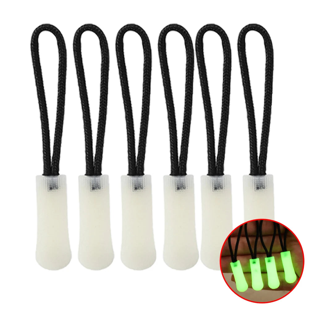 30-3pcs Luminous Zipper Pull Rope Glow in The Dark Zipper Head Anti-lost Backpack Clothes Jackets Slider DIY Repair Sewing Tool