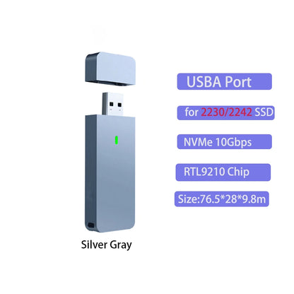 M.2 NVMe SATA Enclosure USB A Plug USB 3.2 10Gbps CNC Aluminum 2230 2242 SSD Case With Magnet Protective Case For Computer PC