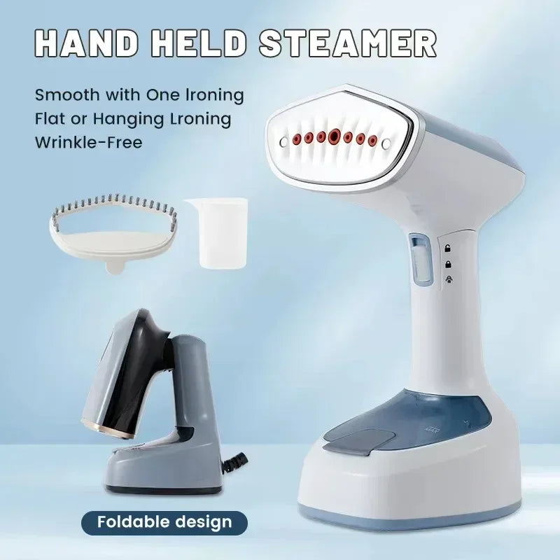 1500W Foldable Electric Fabric Steamer Fast-Heat Handheld Steam Iron for Home Travel Garment Care