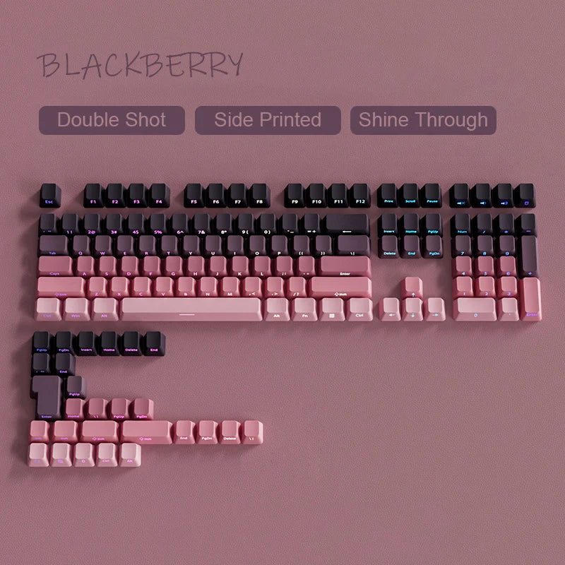 Babysbreath Side Print Shine Through Keycap Cherry Profile Double Shot PBT Keycaps 130 Key for Cherry MX Switches Gamer Keyboard