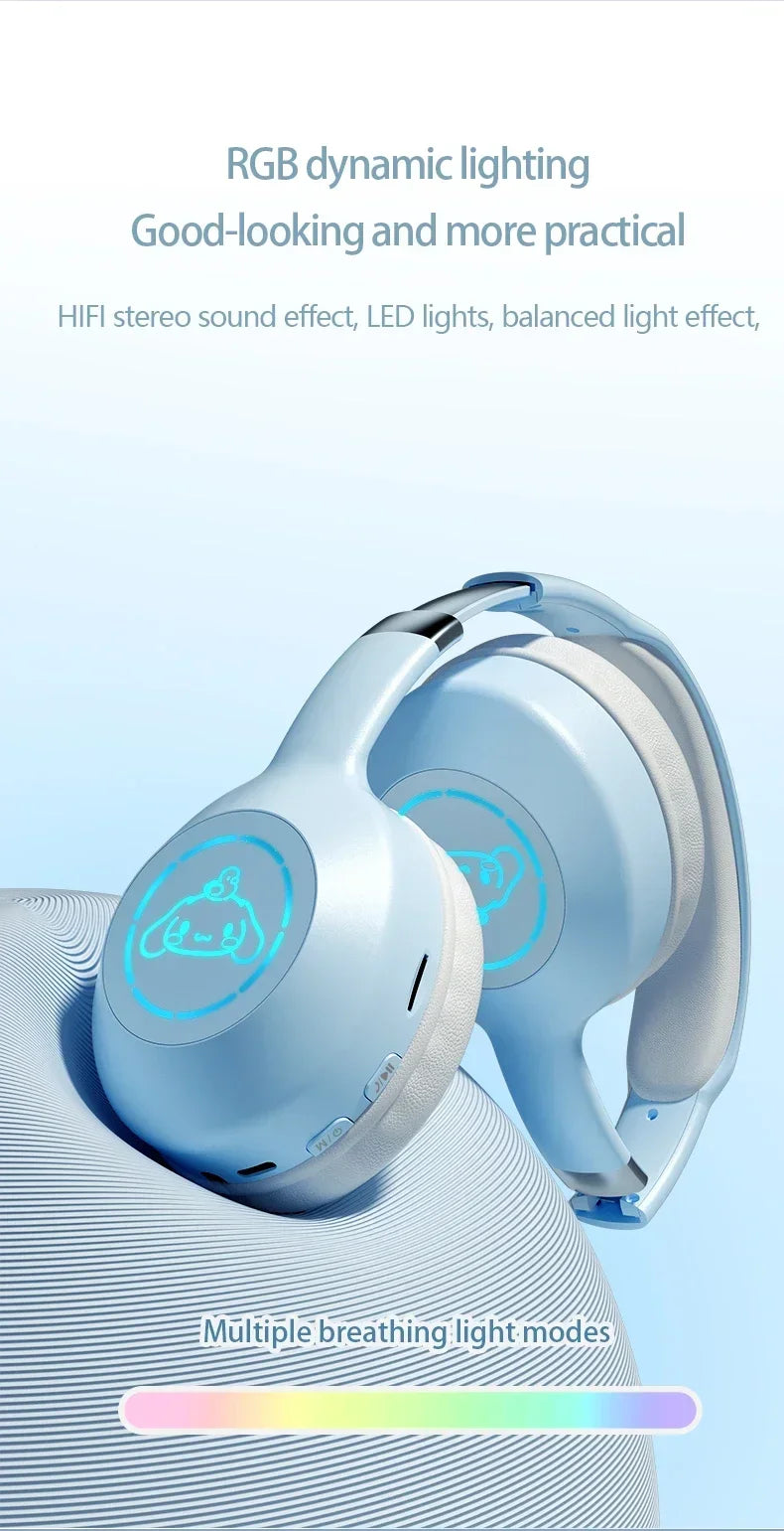 Sanrio Kuromi Bluetooth Headphones Cute My Melody Wireless Earphones Stereo Sound Noise Reduction Earbuds Anime Cartoon Gifts