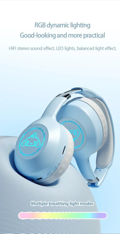 Sanrio Kuromi Bluetooth Headphones Cute My Melody Wireless Earphones Stereo Sound Noise Reduction Earbuds Anime Cartoon Gifts