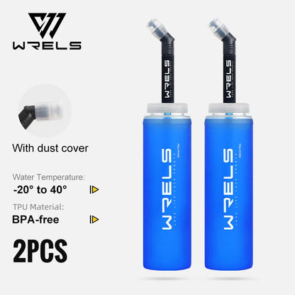 WRELS Folding Water Bottle TPU BPA-Free Leak Proof Soft Flask Outdoor Sport Marathon Hiking Camping Portable Water Bottle