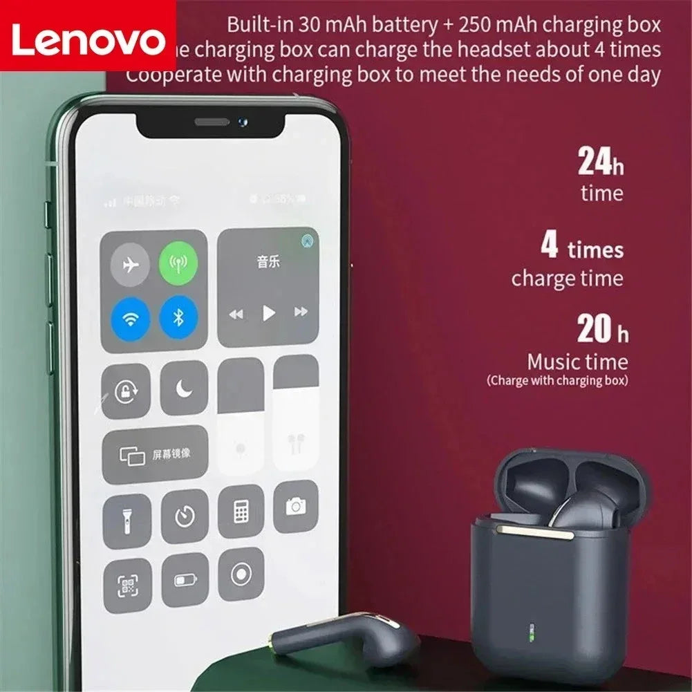 Lenovo Wireless Earphones, HiFi in-Ear Stereo with Microphone, Waterproof, Bluetooth, Touch Control, Noise Cancellation