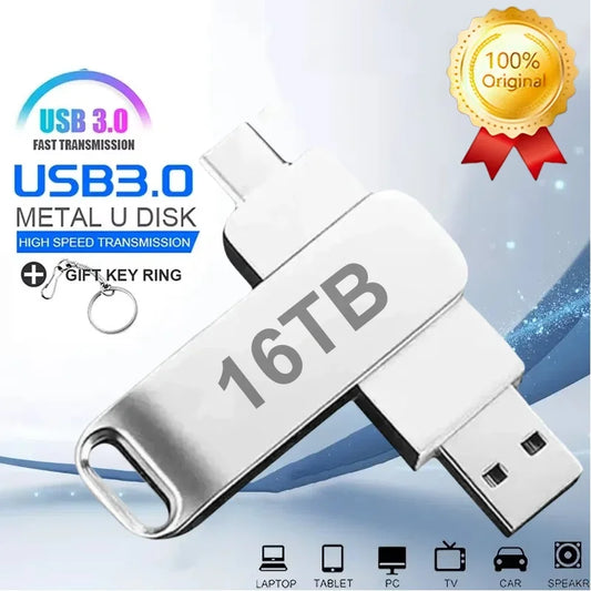 USB3.0 USB Flash Drive 1TB 2TB 16TB OTG Pen Drive High Speed Type-C Flash Disk Real Capacity Metal Pendrive For Phone Computer by PDG ibma