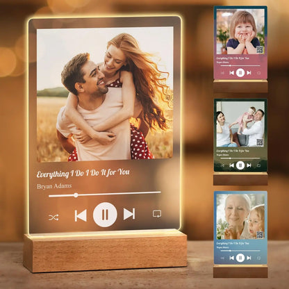 Personalized Anniversary Couples Mother's Day Gifts for Women Men 7 Colors Heart Picture Frame Acrylic Plaque with Night Light