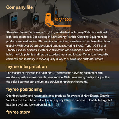 feyree 32A 7KW Type2 EV Portable Charger 3.5KW 16A 1Phase EVSE Charging Box 11KW 16A 3Phase Car Charger for Electric Vehicle
