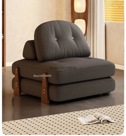 Canapé-lit convertible Nordic Home Lazy Sofa pour petits appartements, canapé en tissu, canapé-lit modulable crème, style tatami.