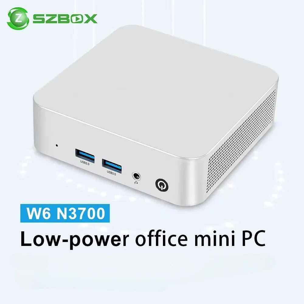 SZBOX W6 Intel N3700/ N3710/N3160 Mini PC DDR 2*SATA SSD Wifi BT Pocket Office Computer Windows 10 Computer