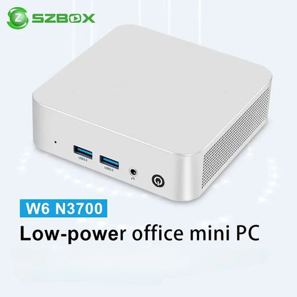SZBOX W6 Intel N3700/ N3710/N3160 Mini PC DDR 2*SATA SSD Wifi BT Pocket Office Computer Windows 10 Computer