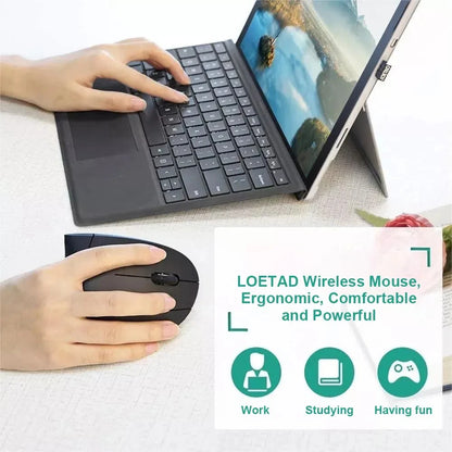 HOMEFISH Vertical Mouse Ergonomic 2.4GHz Wireless Optical Mice 3 Adjustable DPI 800/1200/1600 6 Buttons for Laptop PC Computer
