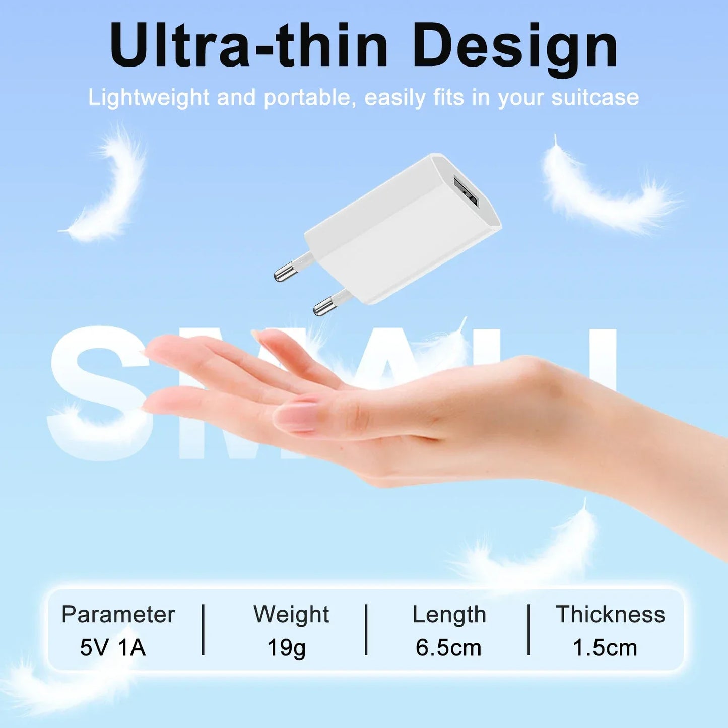 5V/1A Mini EU Plug Charger USB Mobile Phones Charger USB-C Quick Charger Wall Power Adapter Chargers For iPhone Samsung Xiaomi