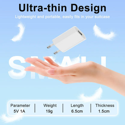 5V/1A Mini EU Plug Charger USB Mobile Phones Charger USB-C Quick Charger Wall Power Adapter Chargers For iPhone Samsung Xiaomi