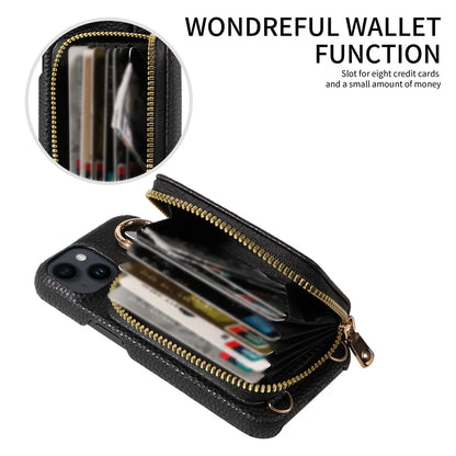Newly Designed Deluxe Zipper Card Case for IPhone16promax 15 14 PU Leather Phone Case with Crossbody Lanyard Wallet Function