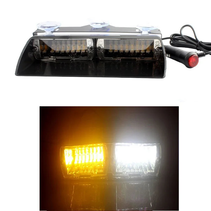 16W Car Windshield LED Strobe Light 12V Waterproof Police Lights Warning Light Flash Dash Emergency Signal Lamps