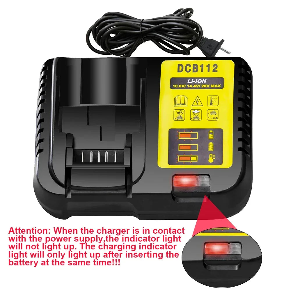 NEW Upgraded DCB112 Battery Charger For Dewalt 10.8V 12V 14.4V 18V 20V DCB206 DCB205 DCB204 DCB203 DCB120,DCB107 DCB115 DCB105