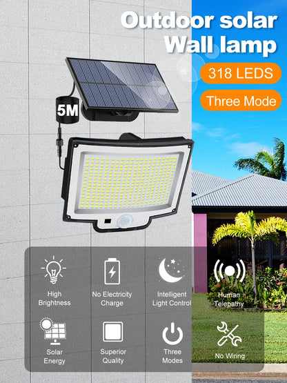 Solar Outdoor Motion Sensor Lights 348/328 LED Security Flood Wall Lamp Remote Control 270° IP65 Waterproof Outdoor Lighting