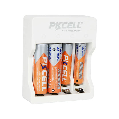 PKCELL 4PC 1.6V 900mWh Ni-Zn AAA Rechargeable Battery AAA batteries pack with NiZn Charger for NIZN AA/AAA Battery