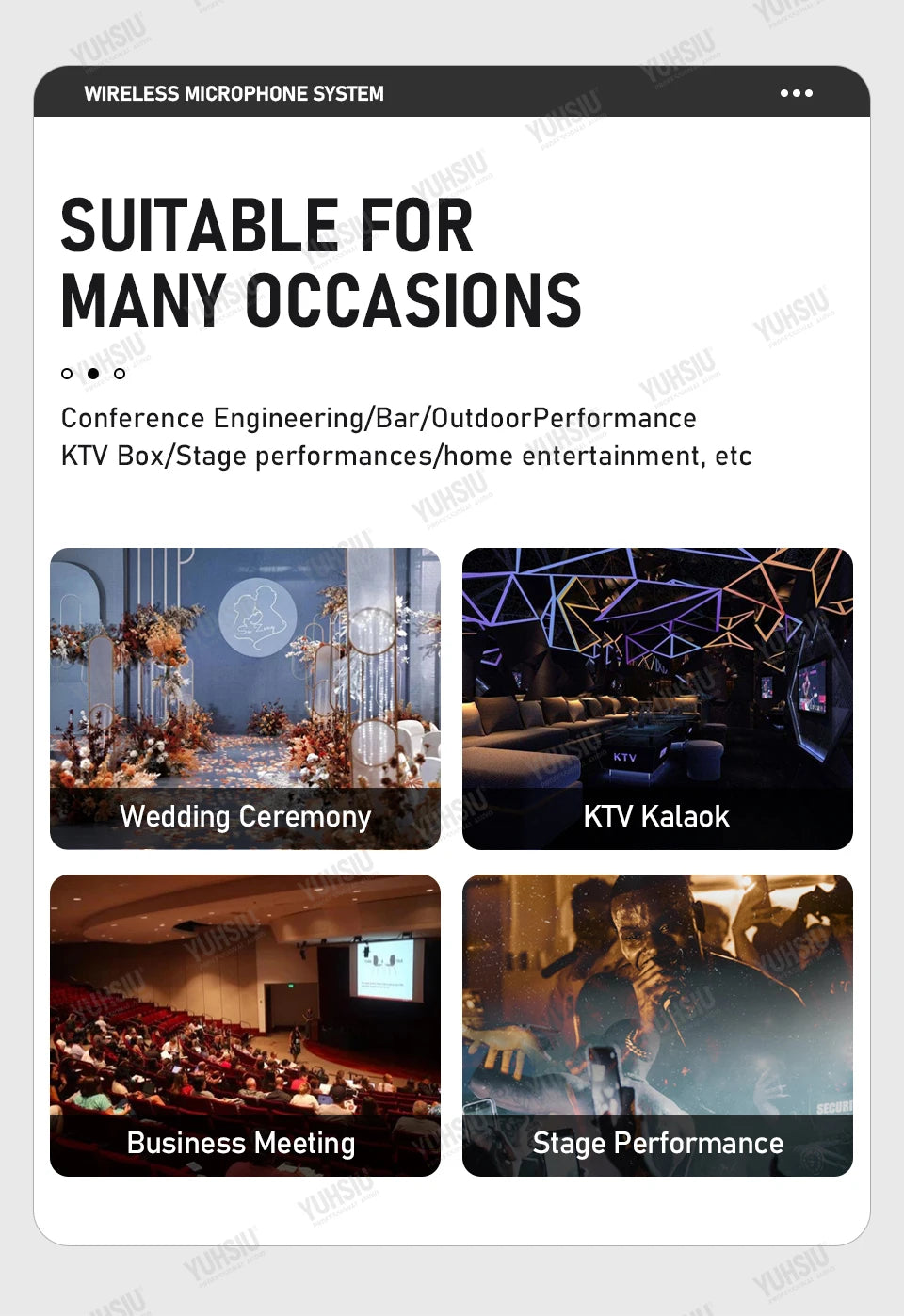 YUHSIU Professional UHF Wireless Microphone 8 channels Handheld lavalier Headset FM Mic For stage performance Band conference