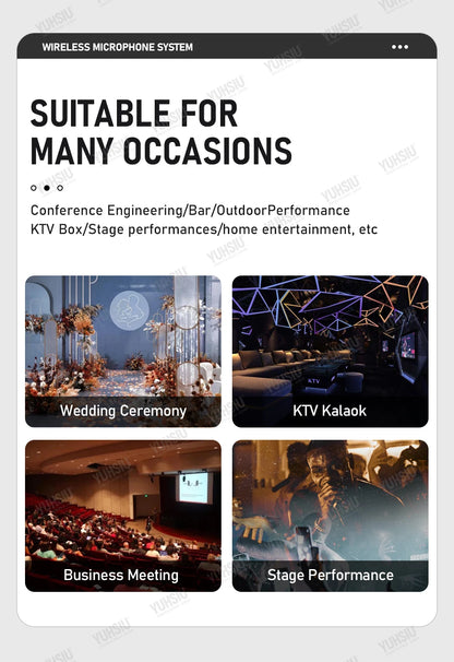 YUHSIU Professional UHF Wireless Microphone 8 channels Handheld lavalier Headset FM Mic For stage performance Band conference