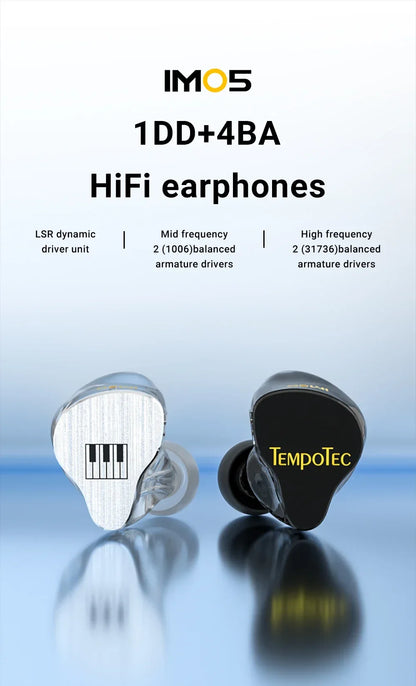 TempoTec IM01 Flathead 4.4mm earphones, IM05 3.5mm cable-detachable,0.78mm pin HiFi in-ear earphones 1DD+4BA