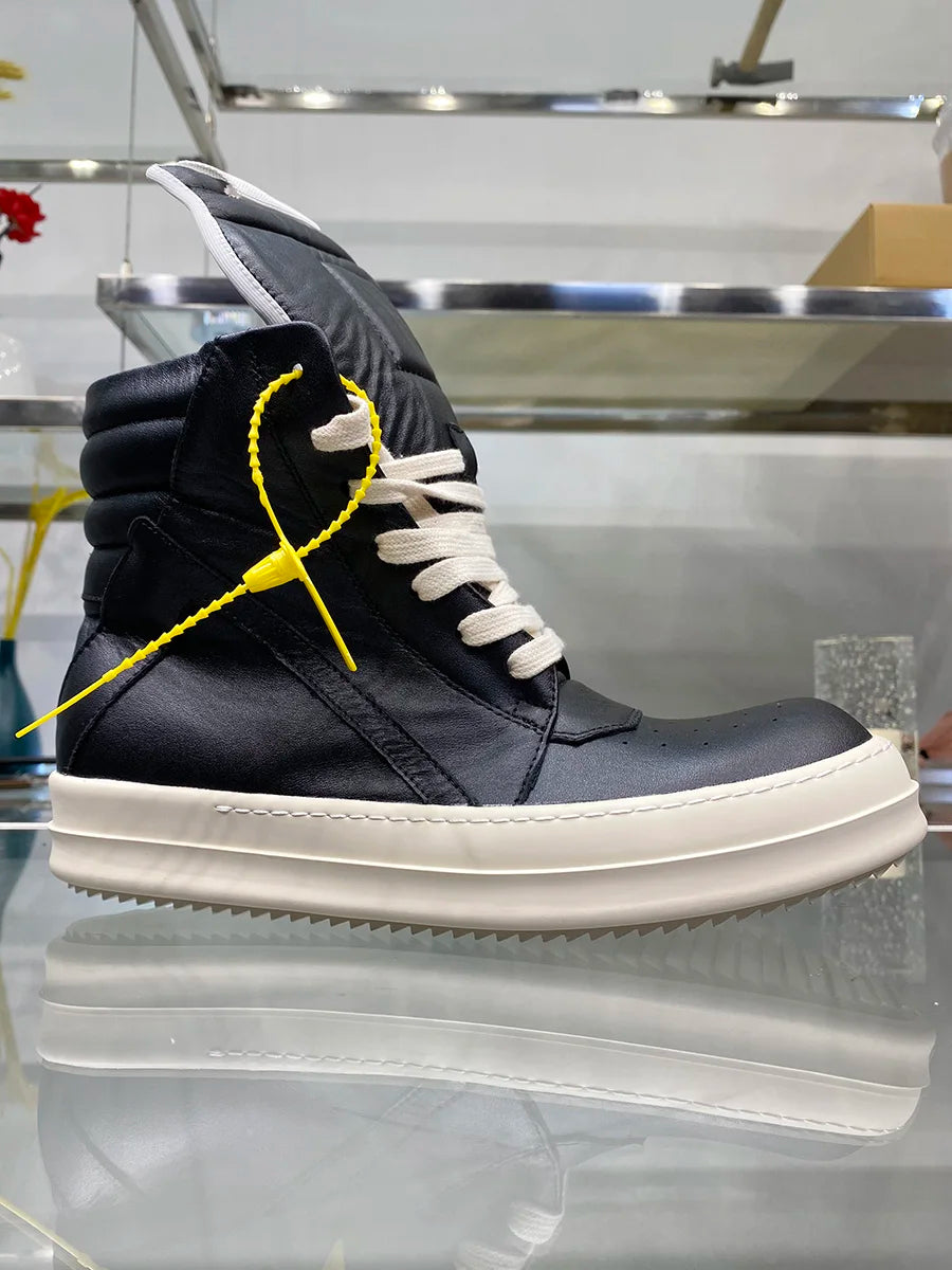 Ro Shoes Men Leather 2025 New Earthy Grey Cow Suede Lace Up Zipper Thick Sole Luxury Geo Women Street Hip-hop Casual Flat Boots