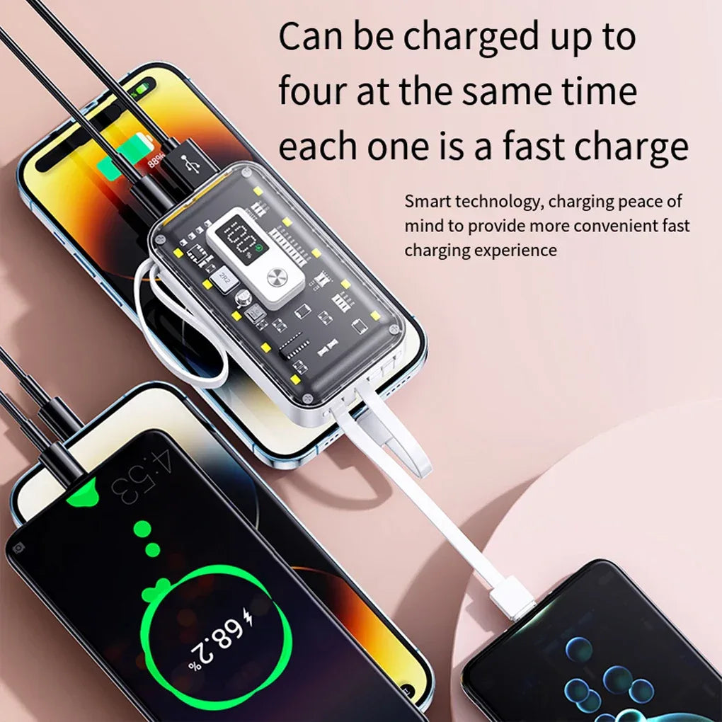 Transparent Mini Power Bank Kit Portable Fast Charging For21700 DIY Kit And Has Future Shape Is violet Battery not Included