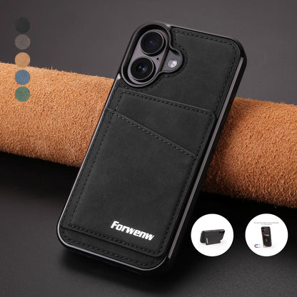 Business Flip Leather Case for iPhone 16 17 Air 16E 15 14 13 12 11 Pro Max Plus Mini Built-in Magnetic Wallet Card Phone Cover