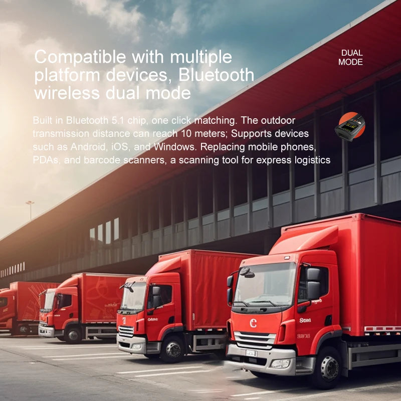 Portable Wireless Barcode Scanner Bluetooth 2D QR 1D Bar Code Scanner With LCD Display For Smart Phone,Computer& POS