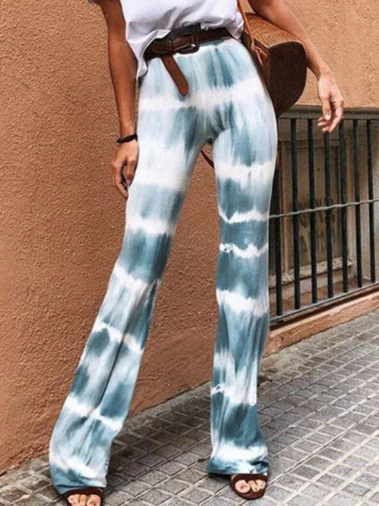 2023 Brown Leopard Y2K Joggers Women High Waist Flare Pants Double Layer Mesh Girl Aesthetic Tie Dye Trousers Female Sweatpants