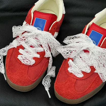 120cm Lace Shoelaces for Women Casual Shoes 3CM Width Flat Shoelace for Sneakers Black White Hollow Out Shoe Laces Accessorices