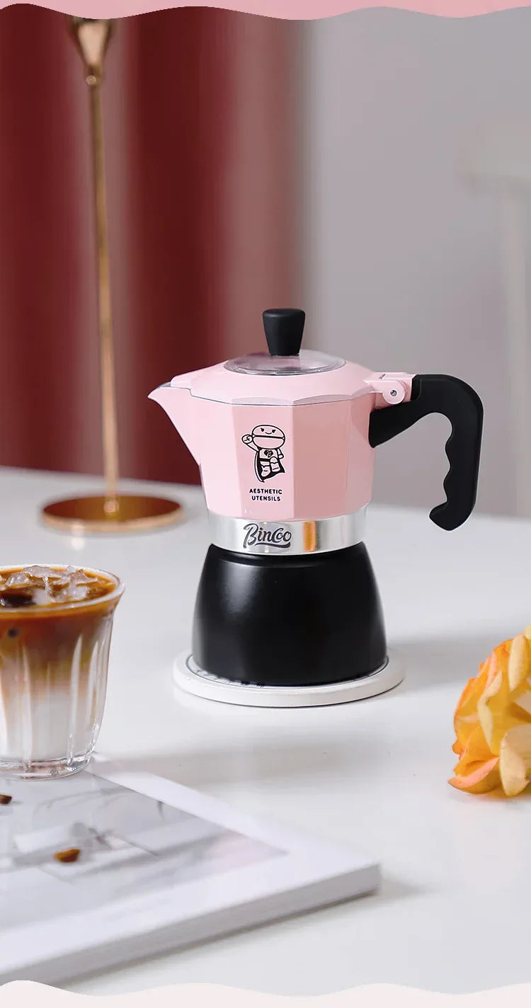 Bincoo Double valve Moka Pot Electric Stove Set Coffee Pot Household Italian Espresso Machine Mocha Pot Barista Accessories 220V
