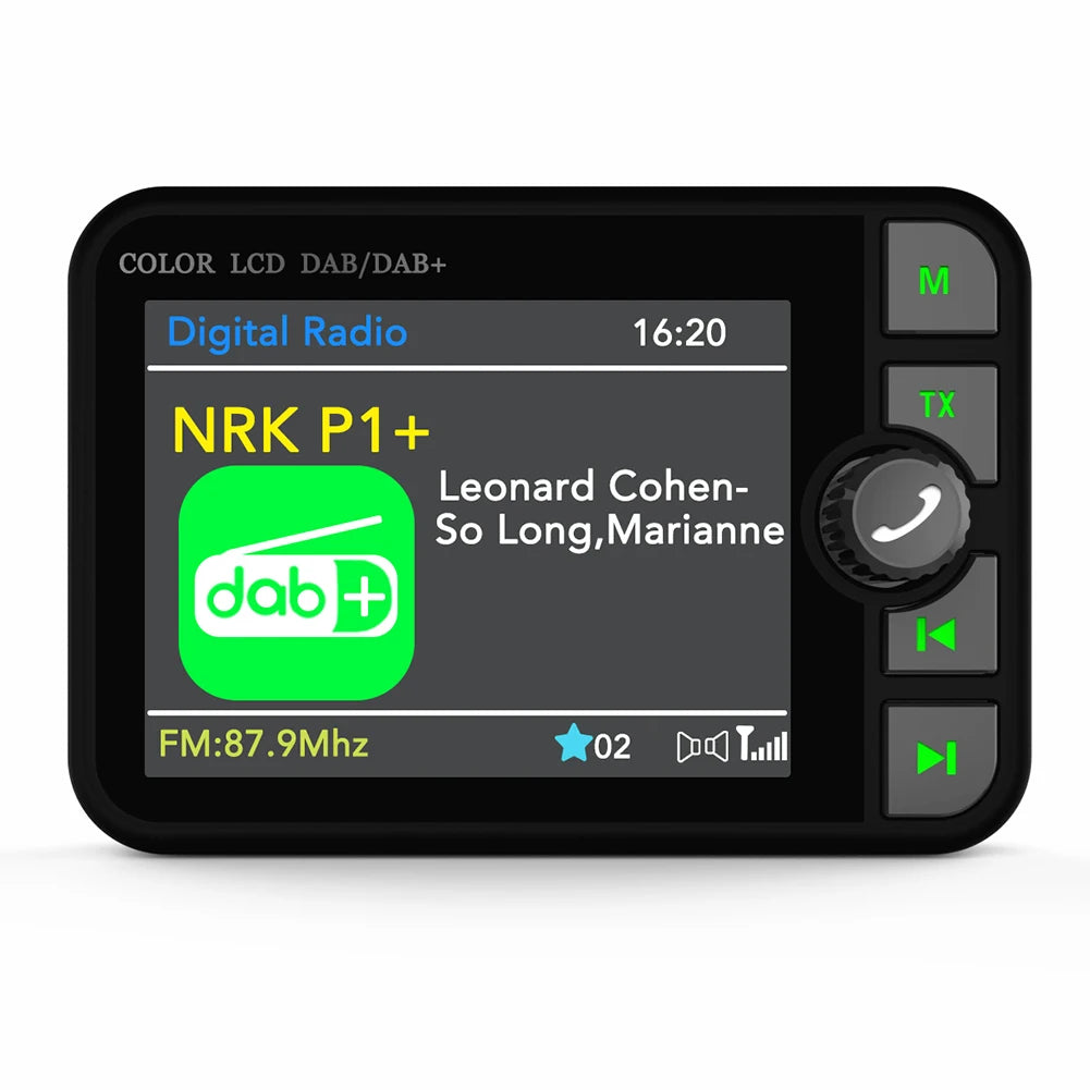 Stereo Digital Broadcast 2.4Inch LCD Color Screen Radio Receiver Bluetooth 5.0 DAB/DAB+ Digital Radio MP3 FM Transmitter for Car