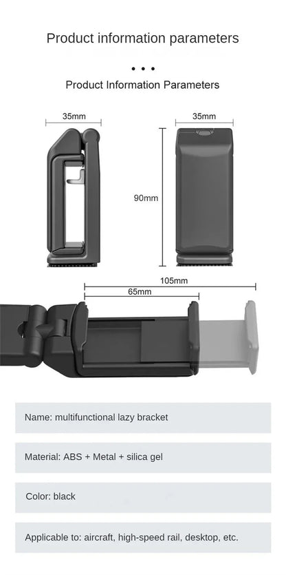 Airplane Phone Holder Portable Foldable Desktop Mobile Phone Stand Rotatable Selfie Holding Live Train Seat Clip Lazy Bracket