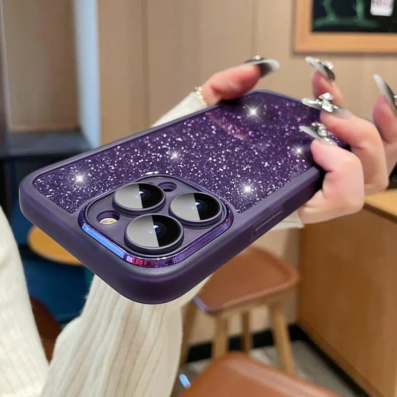 Fashion Bling Glitter Phone Case  For iPhone 16 E 15 Pro Max 14 Plus 13 12 11 Luxury Shockproof Bumper Silicone Clear Back Cover