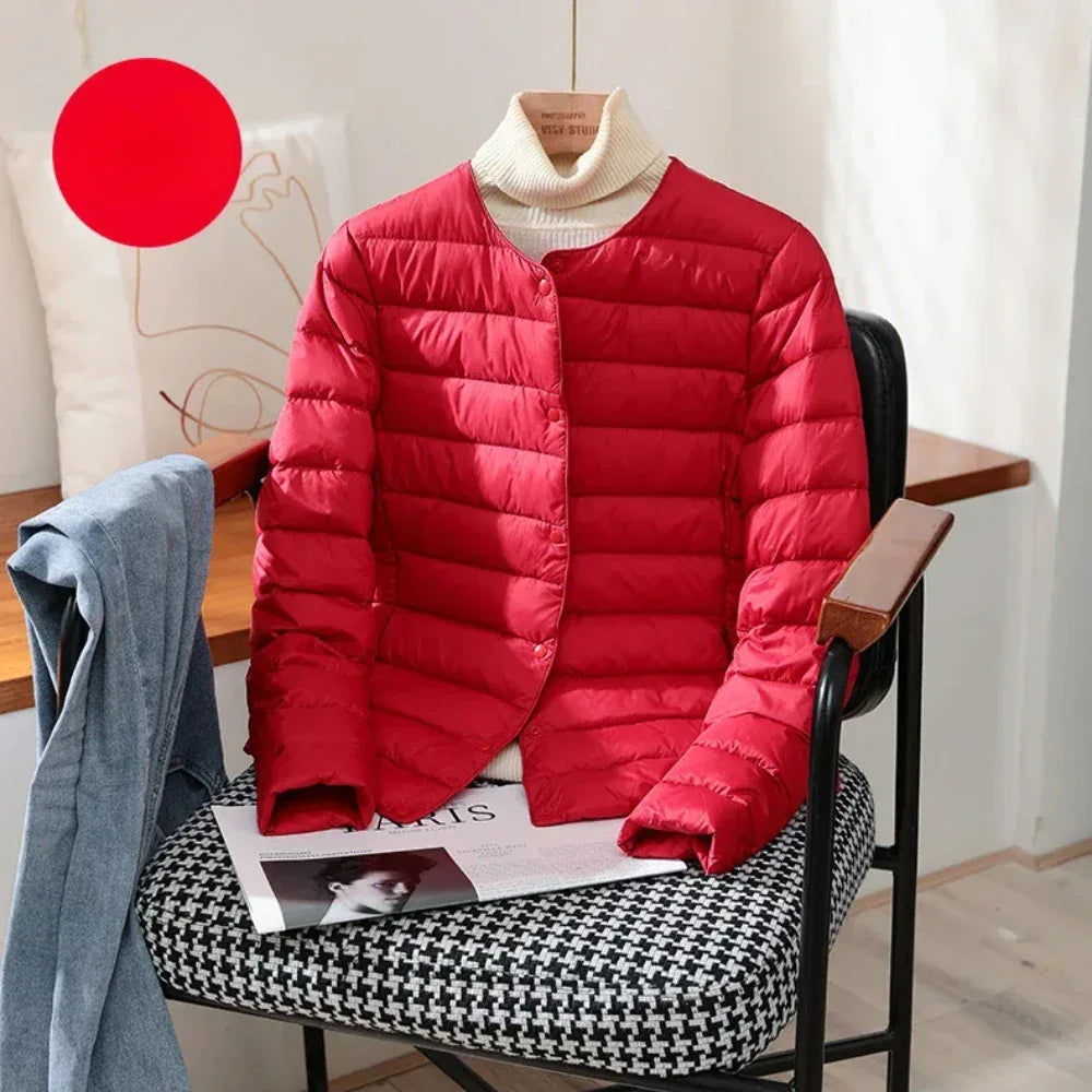 Light Down Coat Spring Autumn Warm Women White Duck Down Slim Jackets Female Fashion Ultra Lightweight Packable Puffer Coats