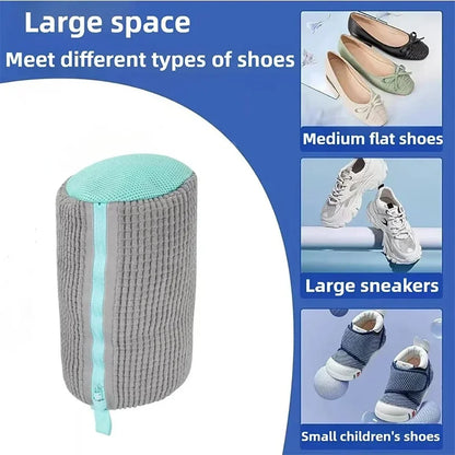 Fluffy Fiber 360 ° Surround Cleaning Shoe Washing Bag - Reusable Durable Machine-Washable Laundry Bag with Zipper Closure (1Pc)