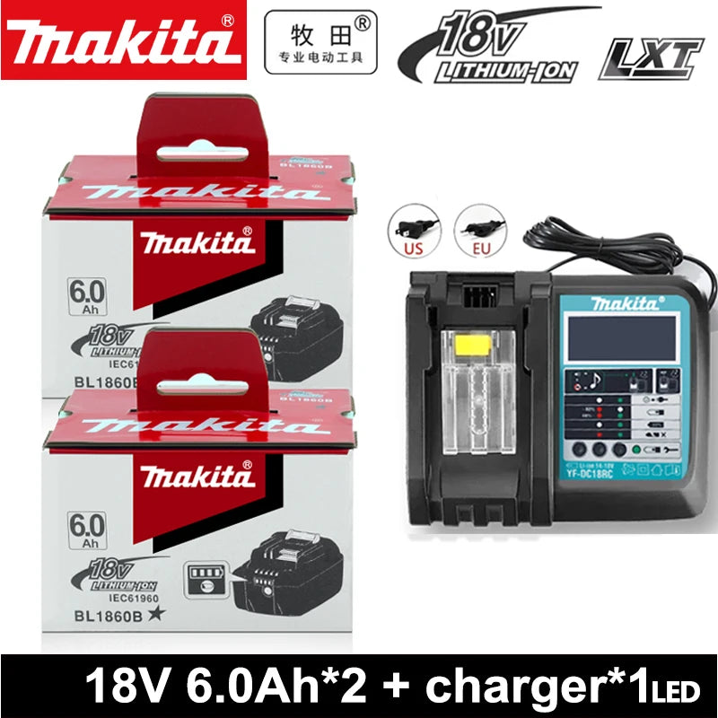 Genuine Makita 6.0Ah for Makita 18V Battery BL1830B BL1850B BL1850 BL1840 B0L1815 Replacement Lithium Battery DC18RC Chargers