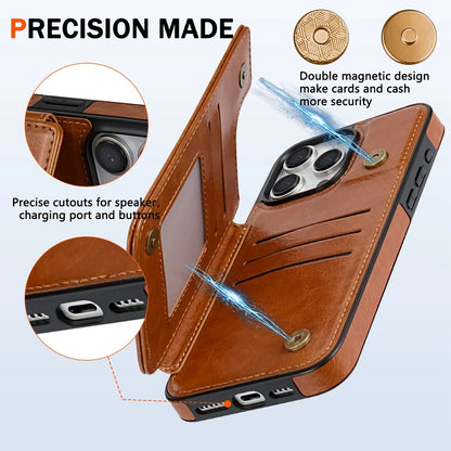 Wallet RFID Blocking Layer Protect Anti-Theft Magnetic Leather Case For iPhone Air 17 Pro Max 16e 15 Plus 14 13 12 11 Card Bag