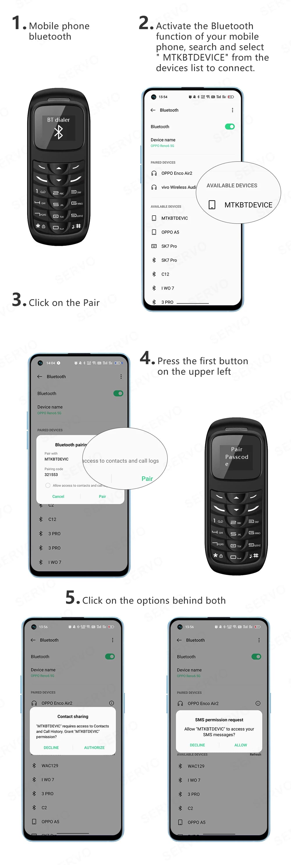 SERVO BM70 Mini Mobile Phone 2SIM Standby Bluetooth Dialer Call Recording Magic Voice MP3 Player Blacklist Small Cheap Cellphone