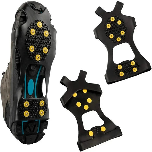 2pcs 10 Steel Studs Crampons Snow Grips Cleats for Ice and Snow Anti-Slip Rubber Traction Cleats Hiking Walking Climbing Jogging by PDG ibma