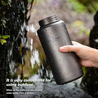 Boundless Voyage Sports Bottle 1000ml, Titanium Water Bottle Wide Mouth, Camping Hiking Cycling Drinkware, Tea Coffee Canteen
