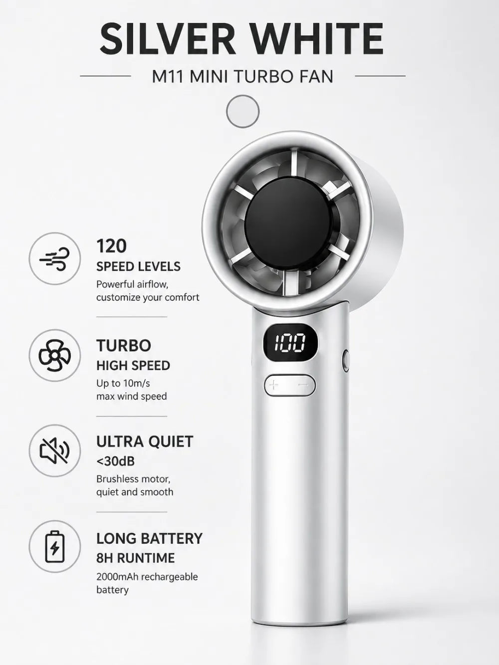 Xiaomi MIJIA Portable Fan Handheld 120 Speed Mini Bladeless Desktop Fan Rechargeable Instant Cooling With Ice Mode For Men Women