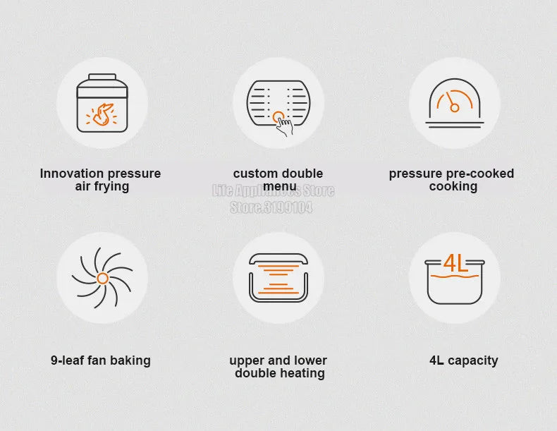 Joyoung B991 Pressure Cooker 70KPa Double Lids 220V Electric Air Fryer Multifunctional 4-In-1 Rice Cooking Pot 24H Appointment